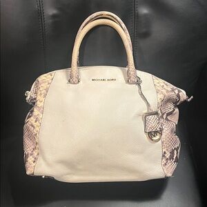 Michael Kors Cream and Brown Satchel